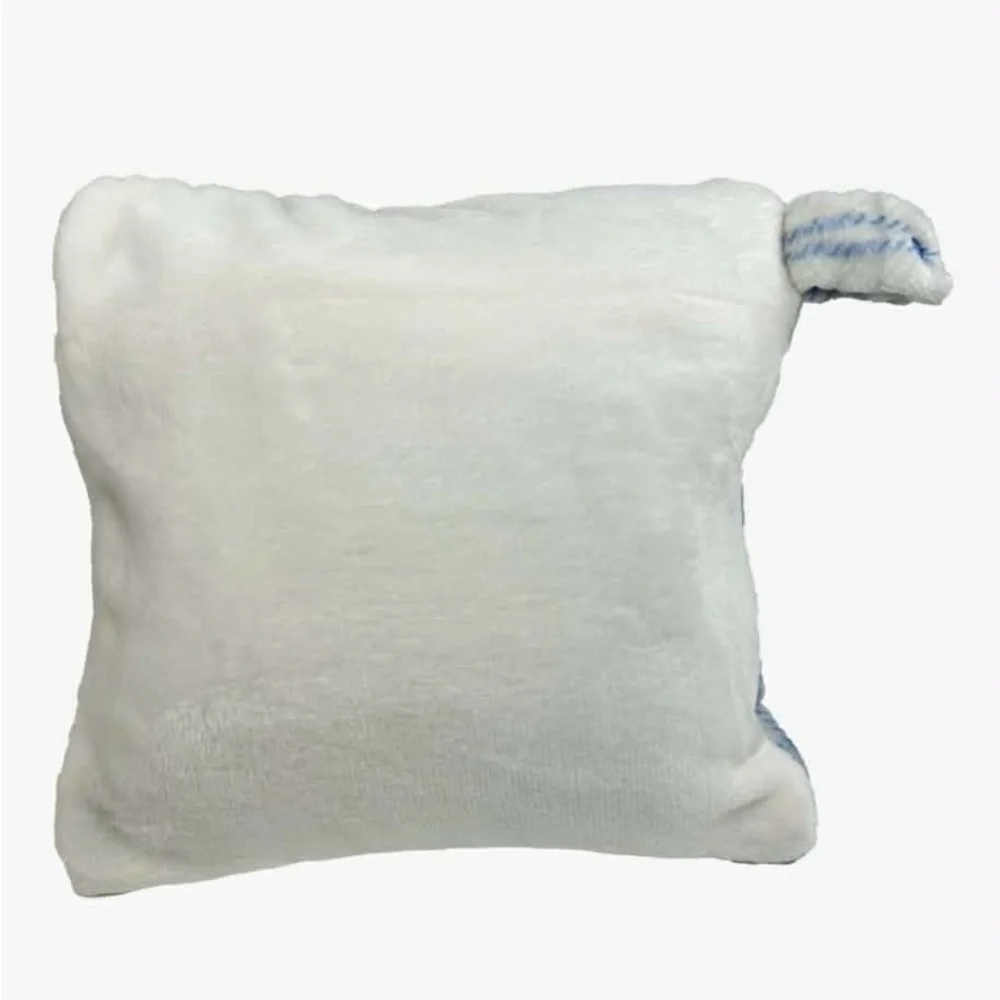 Versatile Blue plaid fleece Scarf with Pockets folds into travel pillow